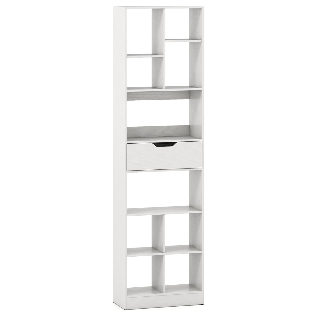 71inch Tall Freestanding Bookcase with Drawer 10-Cube Storage Organizer