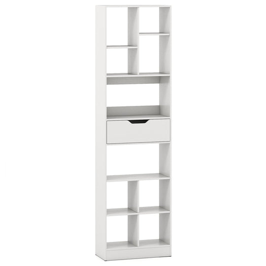 71inch Tall Freestanding Bookcase with Drawer 10-Cube Storage Organizer