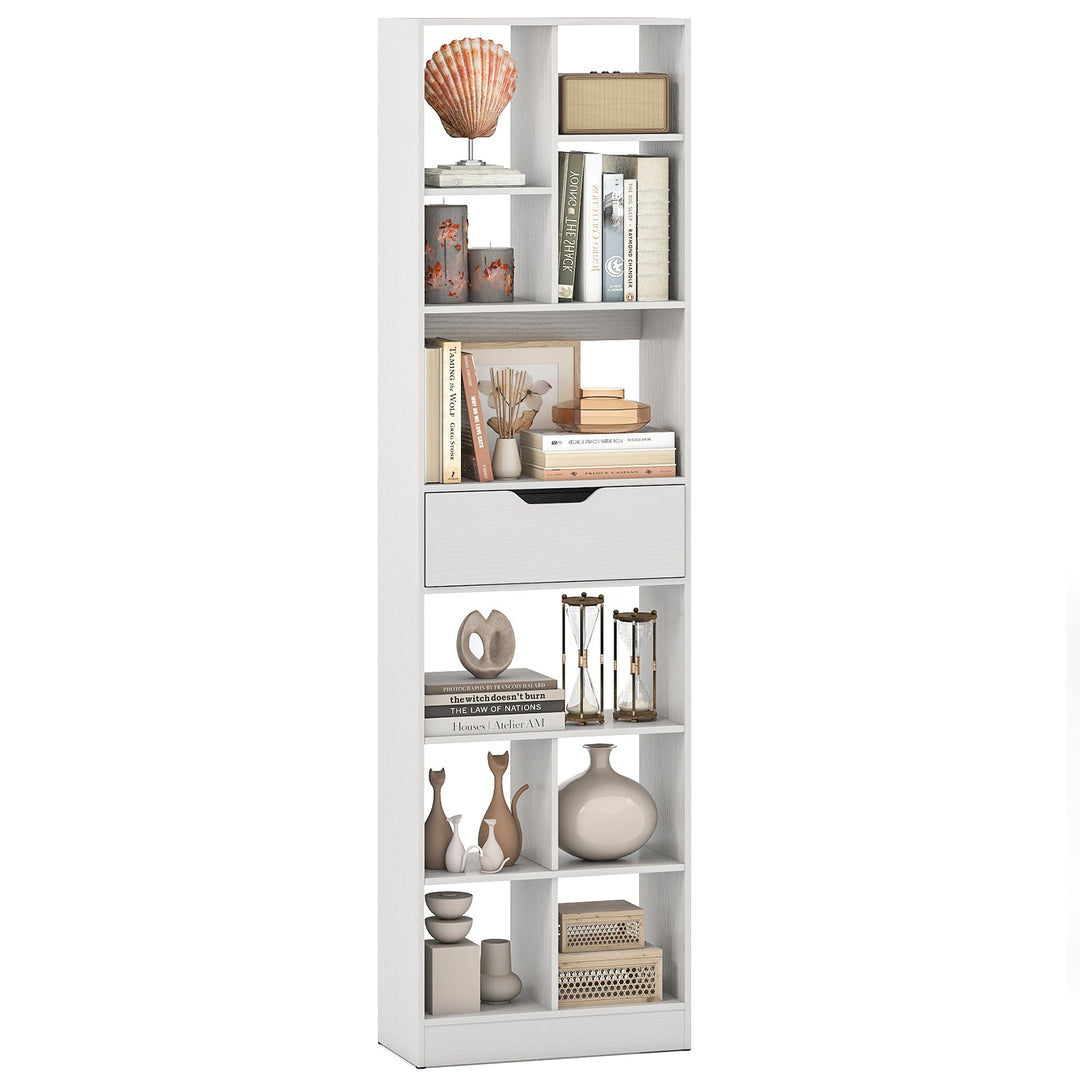 71inch Tall Freestanding Bookcase with Drawer 10-Cube Storage Organizer