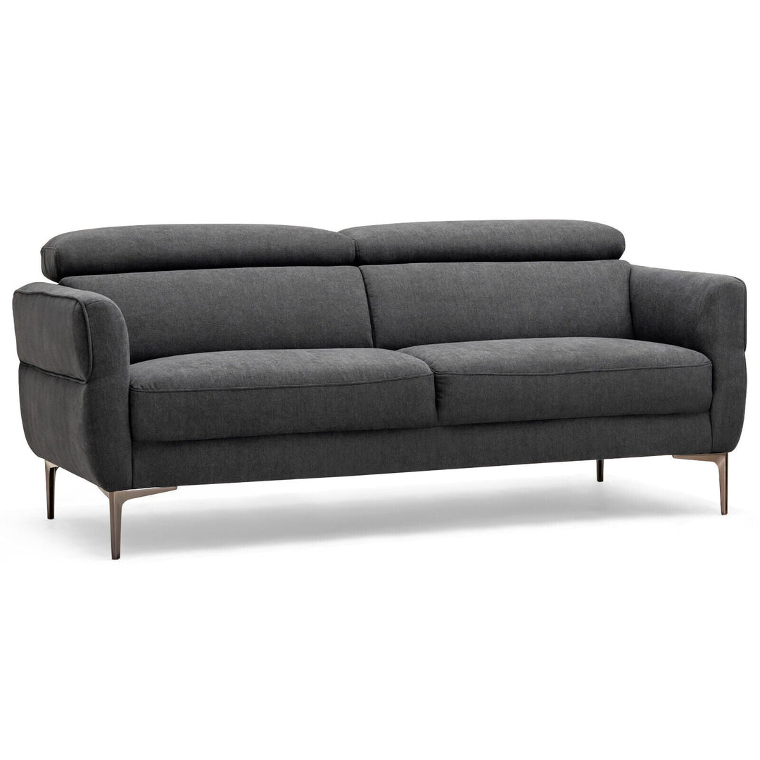 72.5 Inch Modern Fabric Loveseat Sofa Couch with Adjustable Headrest