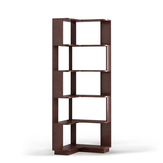 6 Tier Freestanding L-Shaped Corner Bookshelf For Living Room, Bedroom, Wooden Bookcase with anti-drop panle & anti tipp