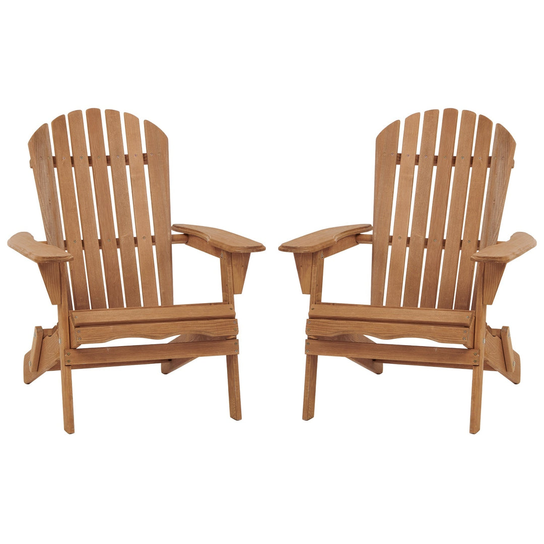 Folding Adirondack Chairs Set of 2 - Hemlock Wood Outdoor Seating