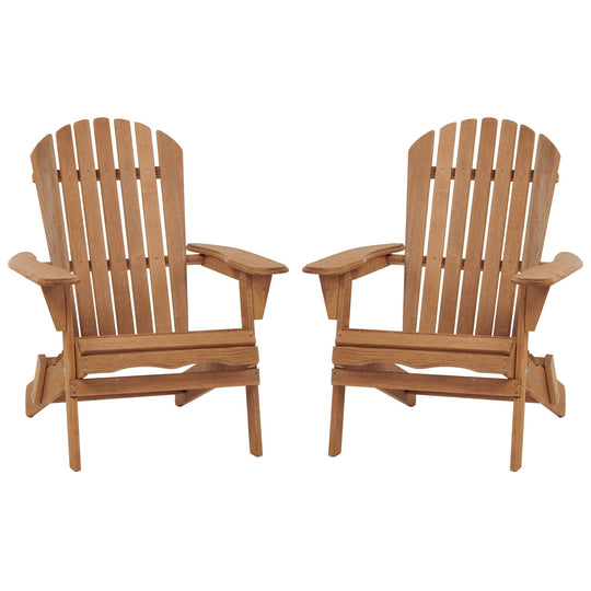 Folding Adirondack Chairs Set of 2 - Hemlock Wood Outdoor Seating