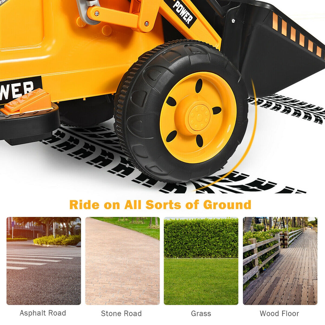 Kids Ride On Excavator Digger 6V Battery Powered Tractor-Yellow