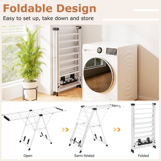 72.5 Inches Clothes Drying Rack with Height Adjustable Wings