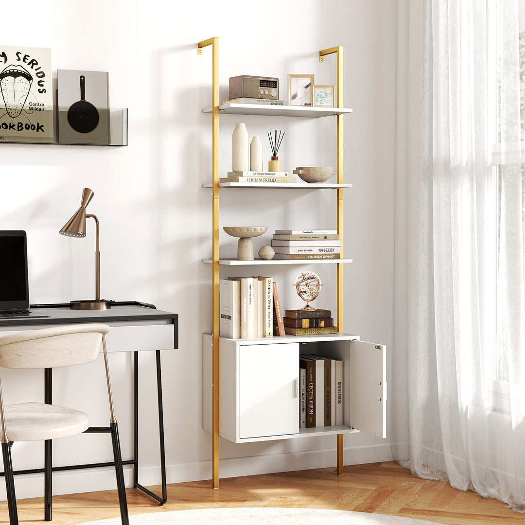 72.5 Inch Tall Bookshelf with Cabinet Anti-Tipping Kits and Metal Frame