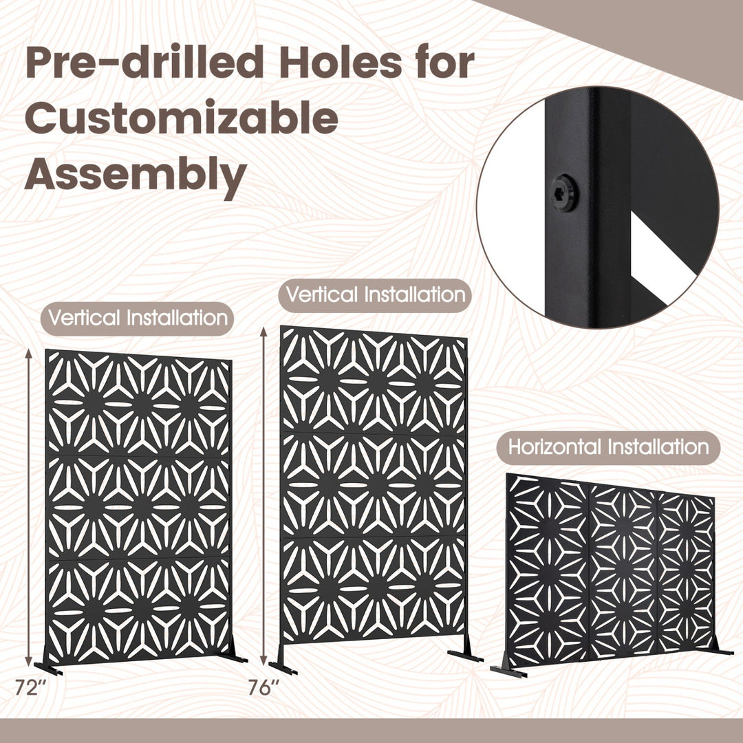 Metal Privacy Screen 72"H x 48"W Freestanding Fence Panel