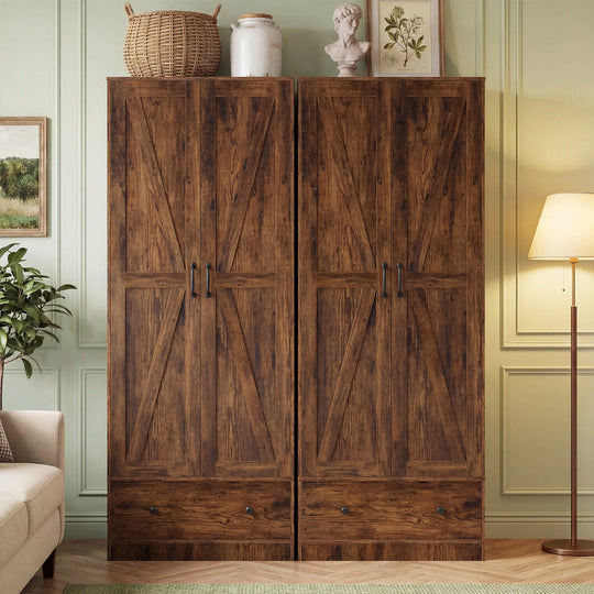 72 Inch Tall Kitchen Pantry Cabinet Farmhouse Wooden Cupboard with 2 Doors