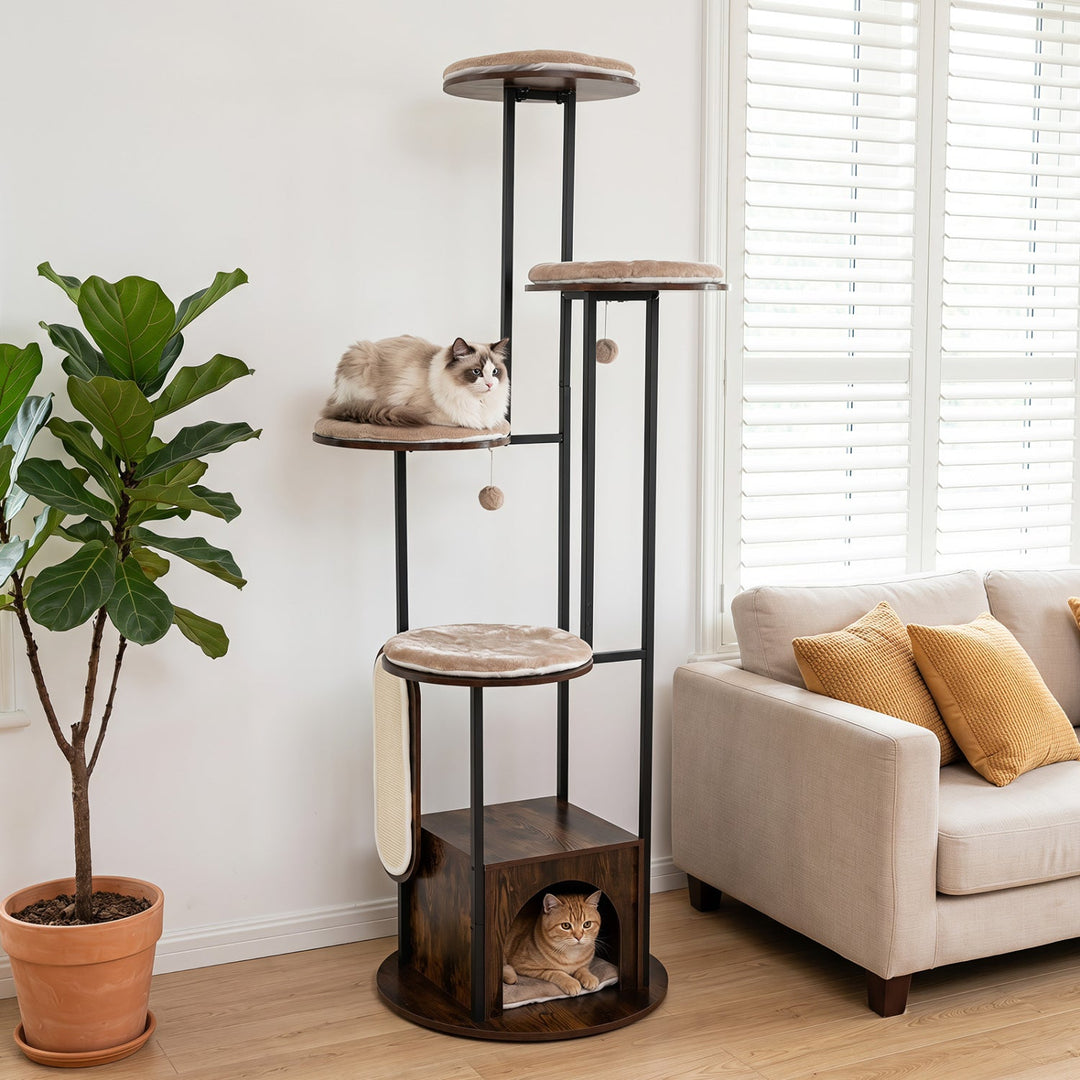 72-Inch Multi-Level Cat Tree with Condo and Perches