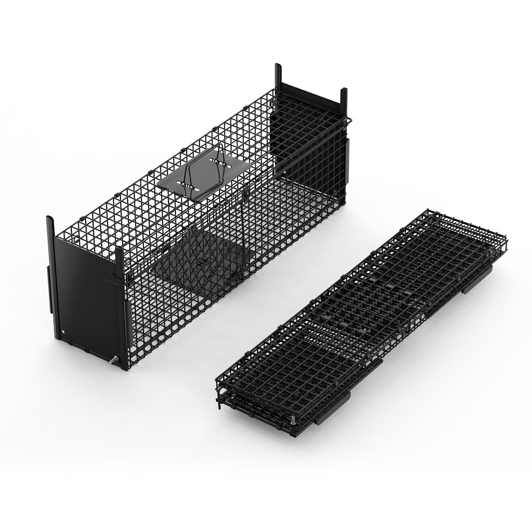 40in 2 Door Live Animal Cage Trap For Animals Under 18LBS Easy To Setup Humane Galvanized Iron Trap Cage For Raccoons Armadillos Foxes Opossums Muskra