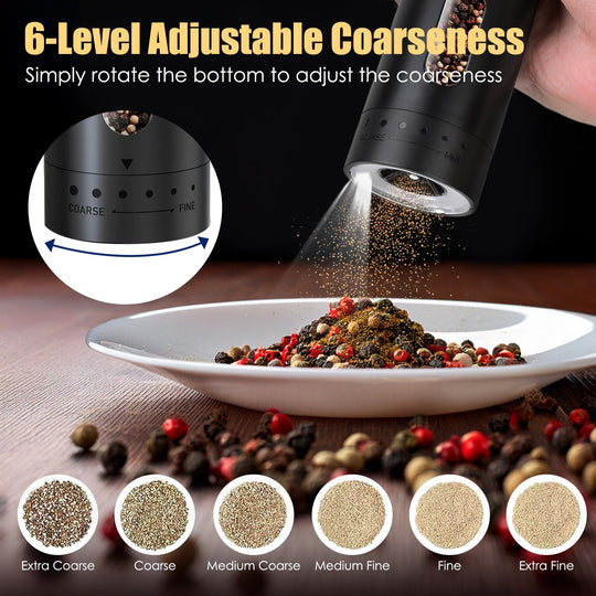 USB Rechargeable Pepper Mill – Adjustable Coarseness & LED Light