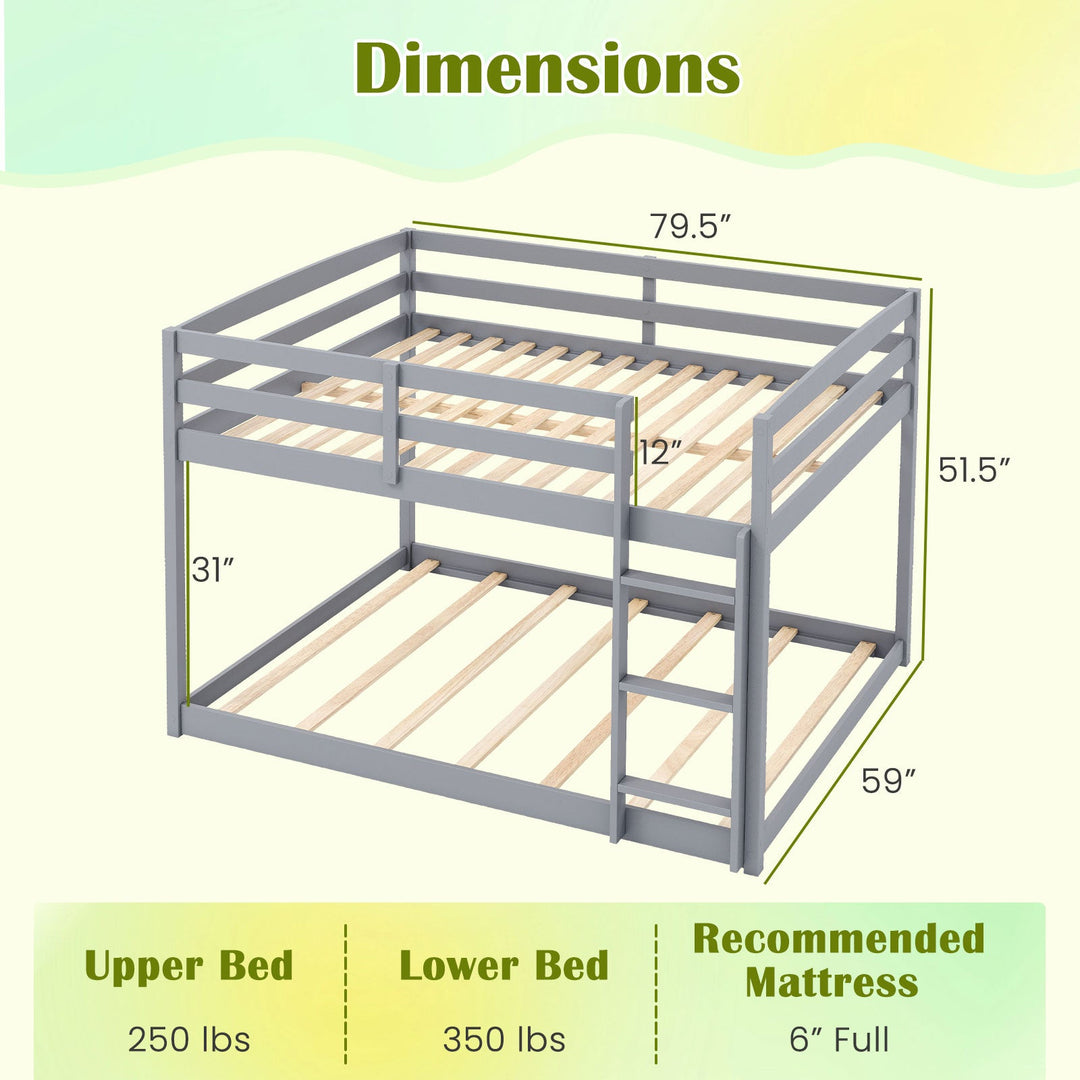 Full Over Full Bunk Bed Low-to-ground Bunk Bed