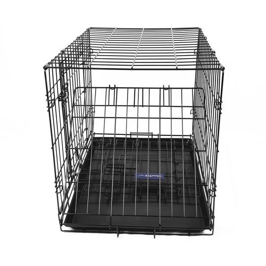 30inches Dogs Crate Folding Metal Pets Crates Double Door Puppy Cage Easy Set Up