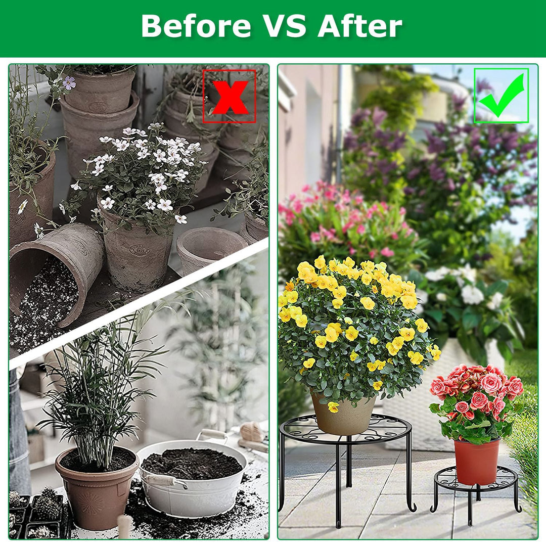 4Packs Iron Plotted Plant Stands Shelves Heavy Duty Round Flower Pot Holder Rack Home Yard Garden Patio DŽcor