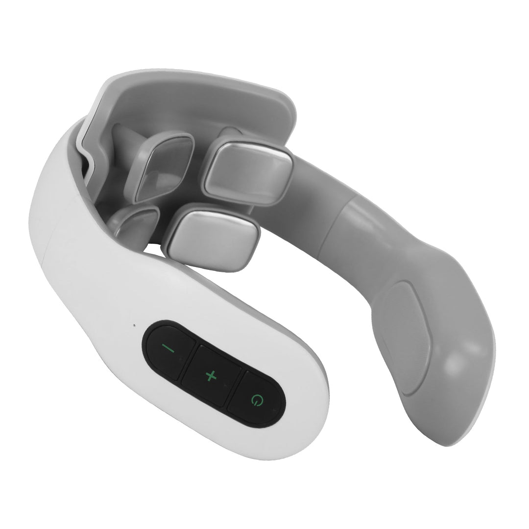 4 Head EMS Neck Massager with Heat Cordless Cervical Neck Massager EMS Neck Massager with 6 Modes 20 Intensity Levels Remote Control Voice Prompt