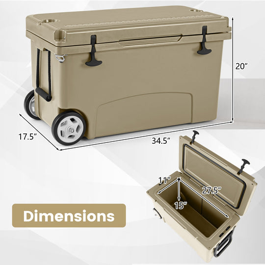 75 Quart Portable Hard Cooler with 6-Day Ice Retention and Wheels