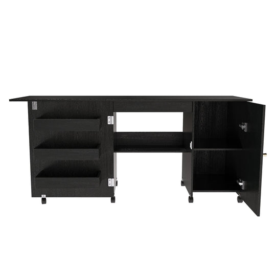 57.5" Foldable Sewing Machine Table with Storage & Casters