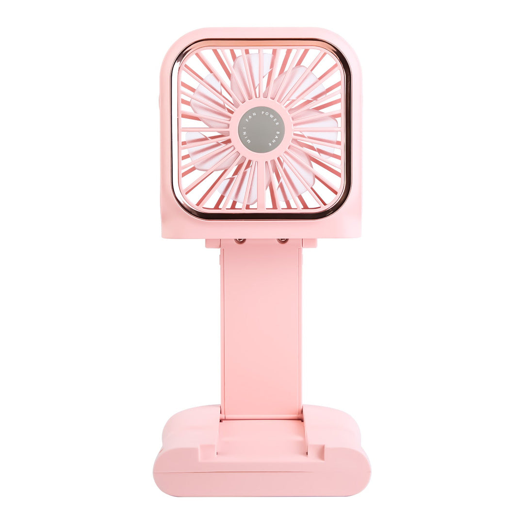 5 In 1 Folding Mini Fan Hands-free Rechargeable Neck Fan Handheld Fan with 3 Speeds Power Bank Phone Holder Neck Strap for Home Office Travel Dormitor