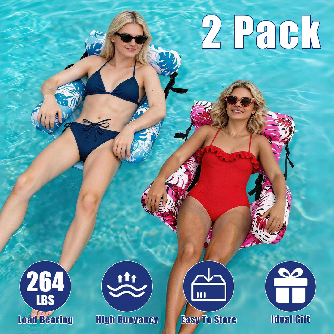 2 Pack Inflatable Pool Floats for Adult Inflatable Hammocks Floating Lounge Chairs for Party Summer Water Beach Lake Fun