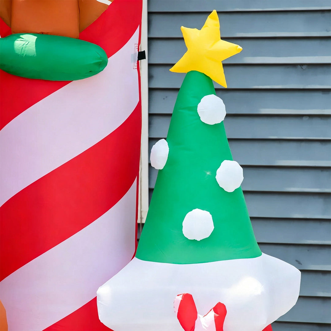 10FT Inflatable Candy Castle Christmas Decoration with LED Lights