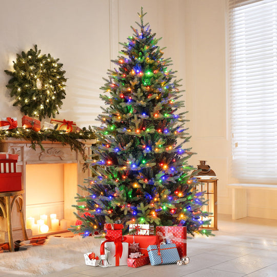 5 Feet Artificial Xmas Tree Hinged with 11 Lighting Modes and Remote Control