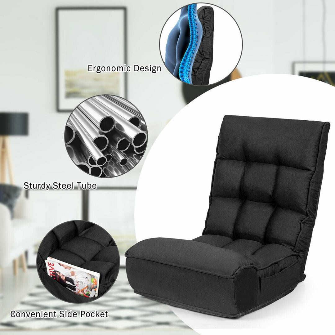 4-Position Adjustable Floor Chair Folding Lazy Sofa