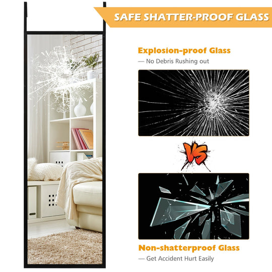 Full Length Metal Door Mirror with Adjustable Hook