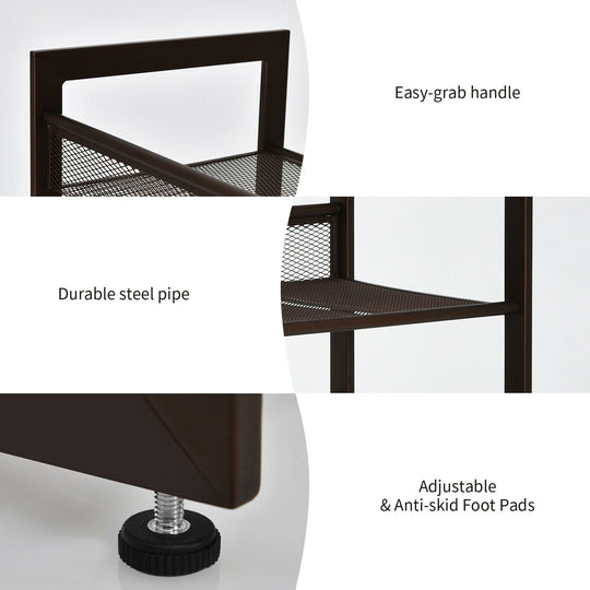 2/3/4 Tiers Flat and Slant Metal Shoe Rack for Entryway Hallway-3-Tier