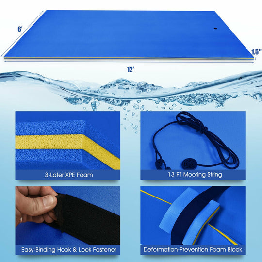 12’ x 6’ 3 Layer Floating Water Pad-Green