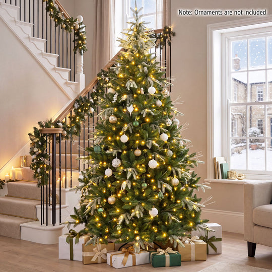Artificial Christmas Tree with Full Branch Tips and Dual-Color LED Lights-9 Feet