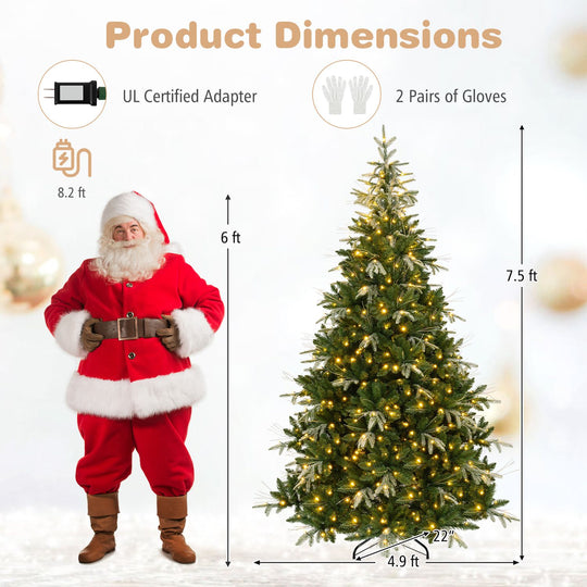 Artificial Christmas Tree with Full Branch Tips and Dual-Color LED Lights-9 Feet