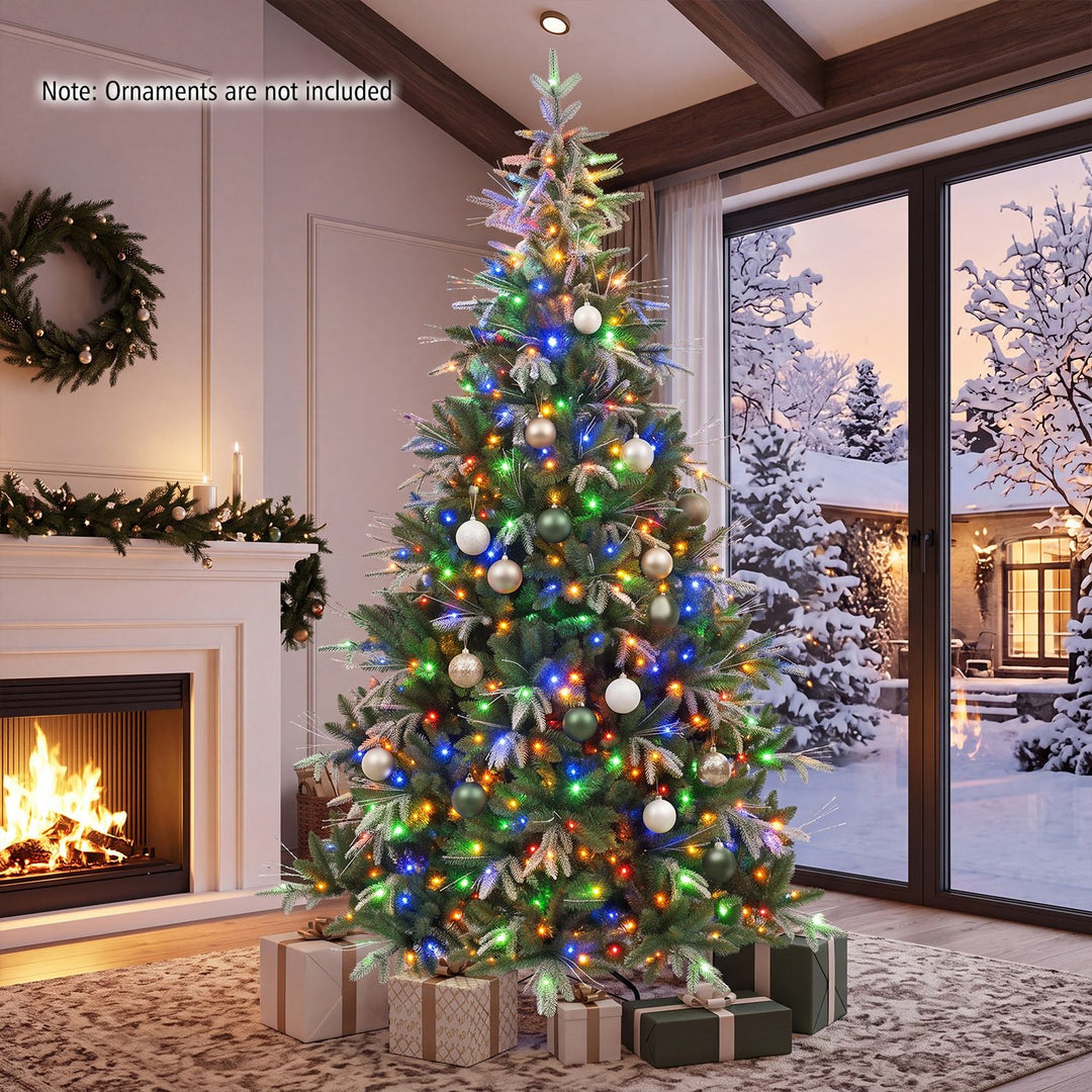 Artificial Christmas Tree with Full Branch Tips and Dual-Color LED Lights-9 Feet