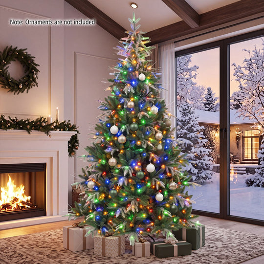 Artificial Christmas Tree with Full Branch Tips and Dual-Color LED Lights-9 Feet