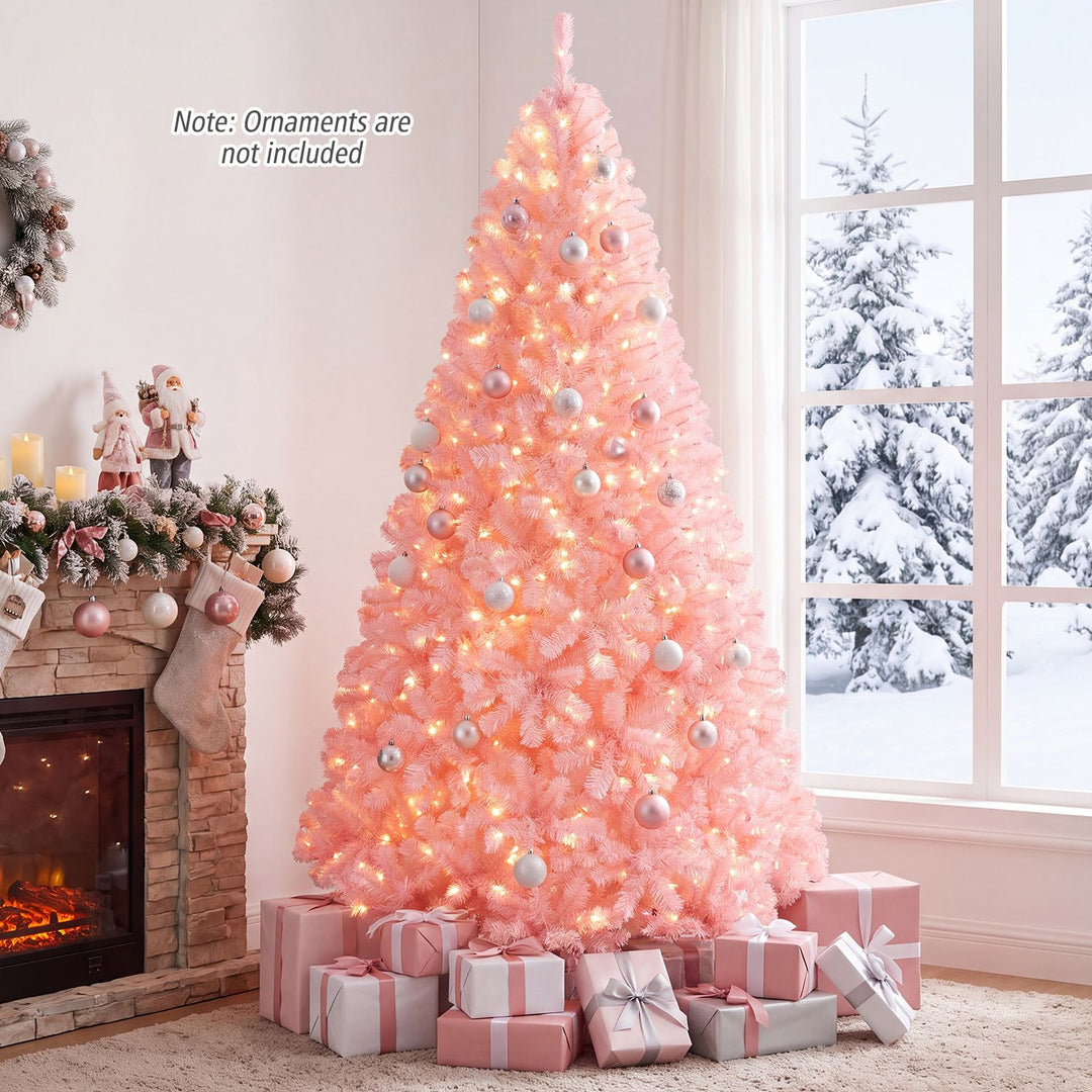 6 FT Pre-Lit Pink Christmas Tree with 500/250/140/750 Warm White LED Lights