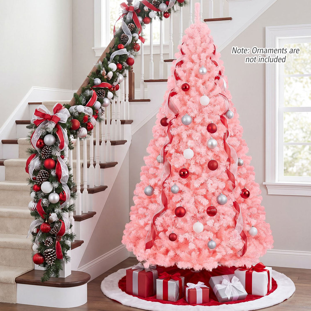 6 FT Pre-Lit Pink Christmas Tree with 500/250/140/750 Warm White LED Lights
