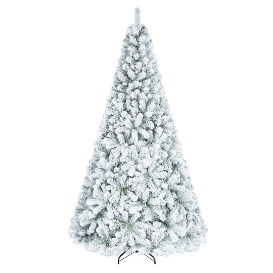 Snow-Flocked Artificial Christmas Tree 9 ft with Metal Stand