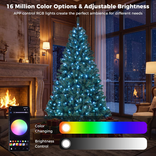 7.5/6 FT Smart Pencil Christmas Tree with Remote APP & RGB Lights Music Sync-6FT