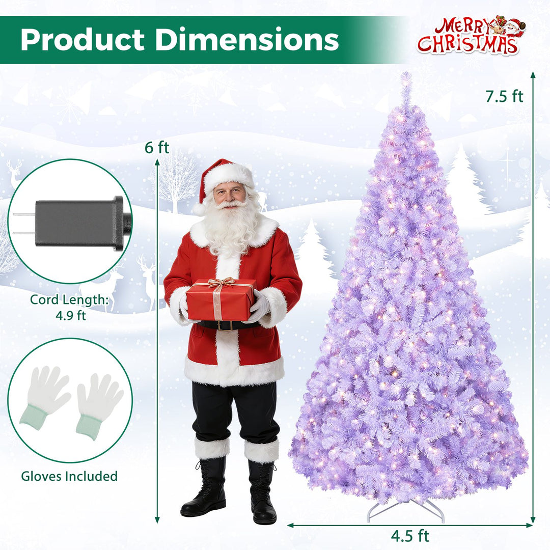 6 FT Light Purple Pre-Lit Peacock Blue Christmas Tree with 250 Warm White LED Lights