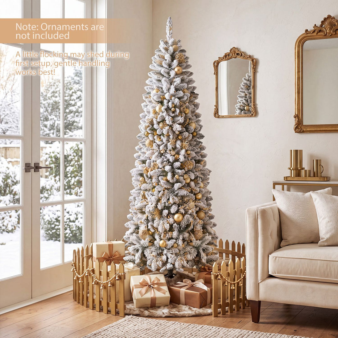 7.5 FT Pre-lit Snow-Flocked Christmas Tree with RGB Lights