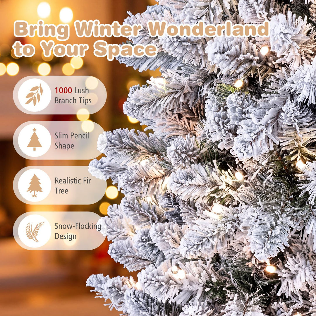 7.5 FT Pre-lit Snow-Flocked Christmas Tree with RGB Lights