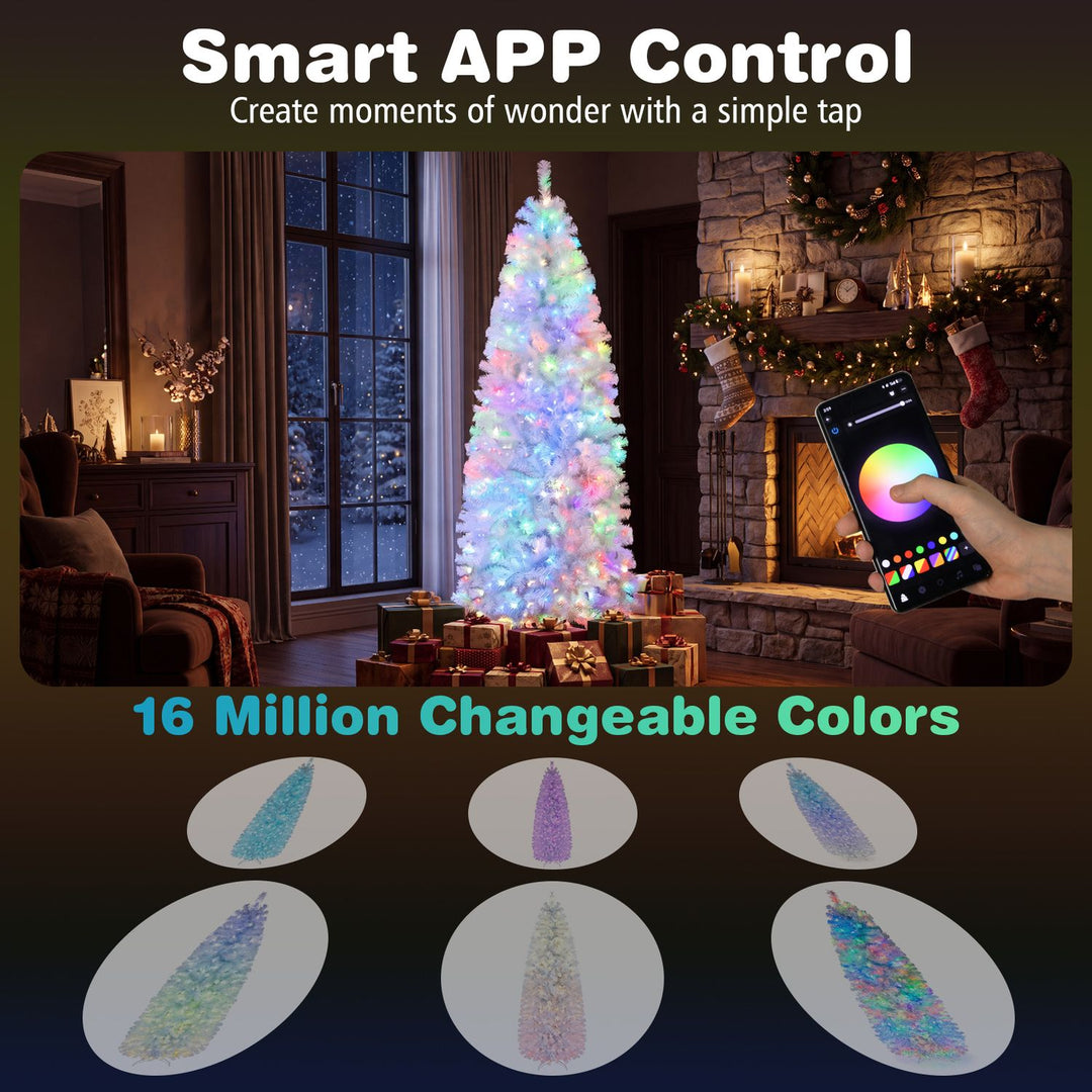 7.5 FT Smart Pencil Christmas Tree with Remote and APP