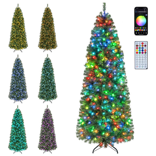 6.3 FT Smart Pencil Christmas Tree with Pre-Lit RGB LED Lights