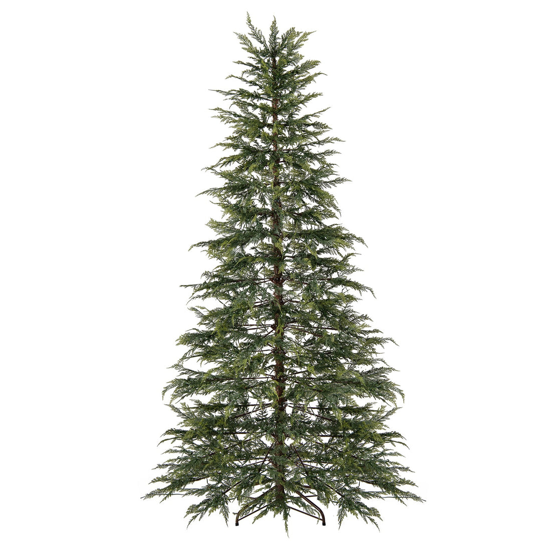 7.5 Feet Artificial Christmas Tree with Branch Tips and Colorful LED Lights