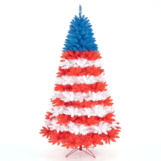 7.5 Feet Artificial Christmas Tree with Warm White LED Lights