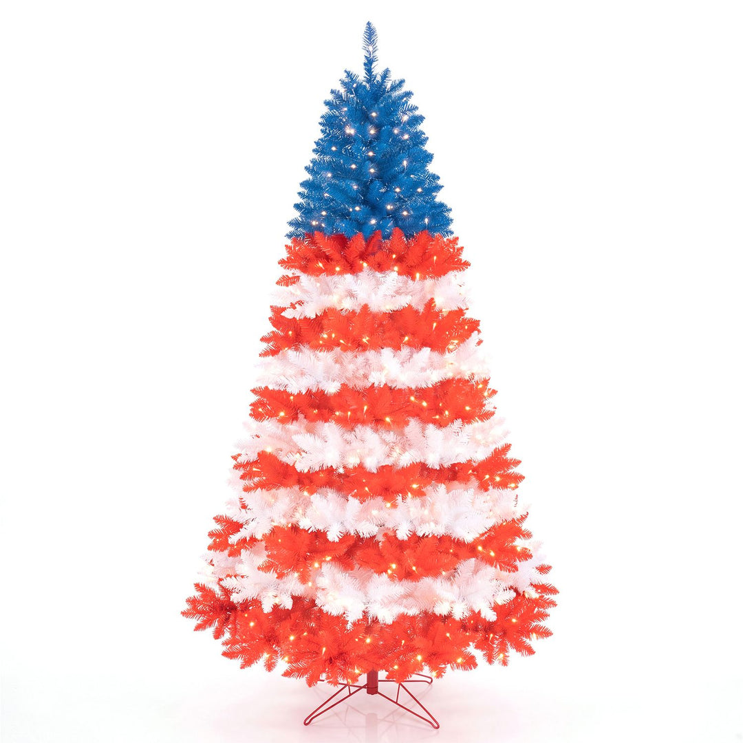 7.5 Feet Artificial Christmas Tree with Warm White LED Lights