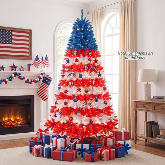 7.5 Feet Artificial Christmas Tree with Warm White LED Lights