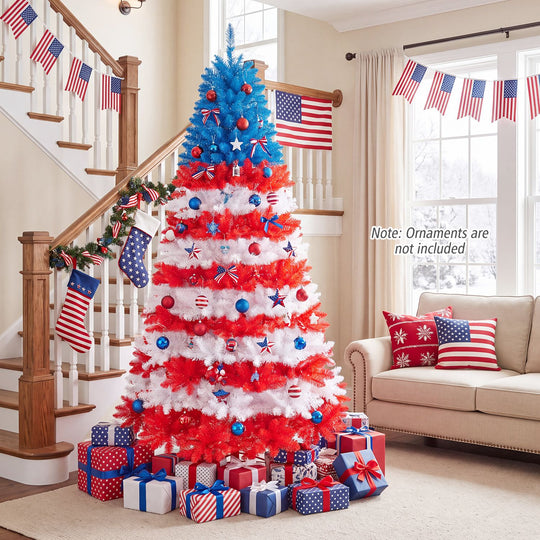 7.5 Feet Artificial Christmas Tree with Warm White LED Lights