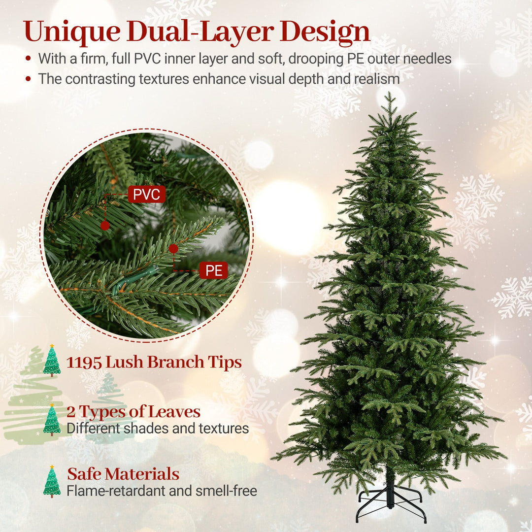 7.5 Feet Pre-Lit Artificial Christmas Tree Hinged Xmas Tree with LED Lights