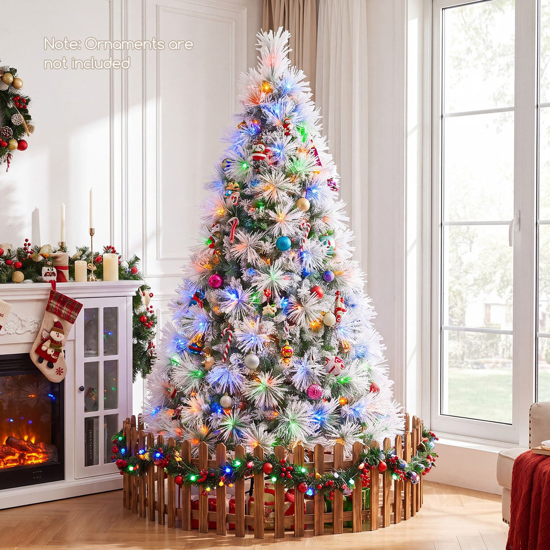 7.5 ft Flocked Pine Christmas Tree with Folding Metal Stand