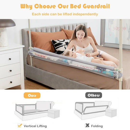 69 Inch Toddlers Vertical Lifting Baby Bedrail Guard with Lock